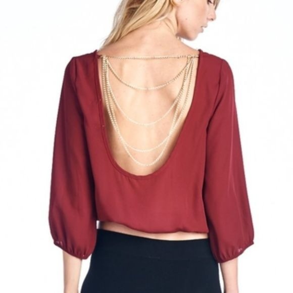 Gold Chain Women Open Back Blouse - Picture 4 of 5